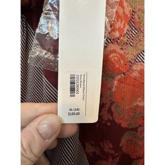 Soft Surroundings Woodland Manor Boho Dress Women XL Fall Burgundy Floral Flowy - Picture 3 of 6